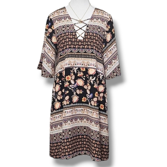 SUGAR LIPS | BOHO FLORAL PRINTED OVERSIZED DRESS - Picture 1 of 16